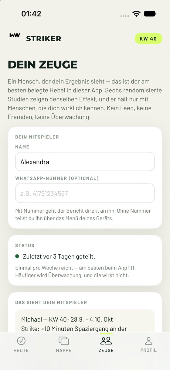 Der Zeuge, der deinen Fortschritt mitbekommt